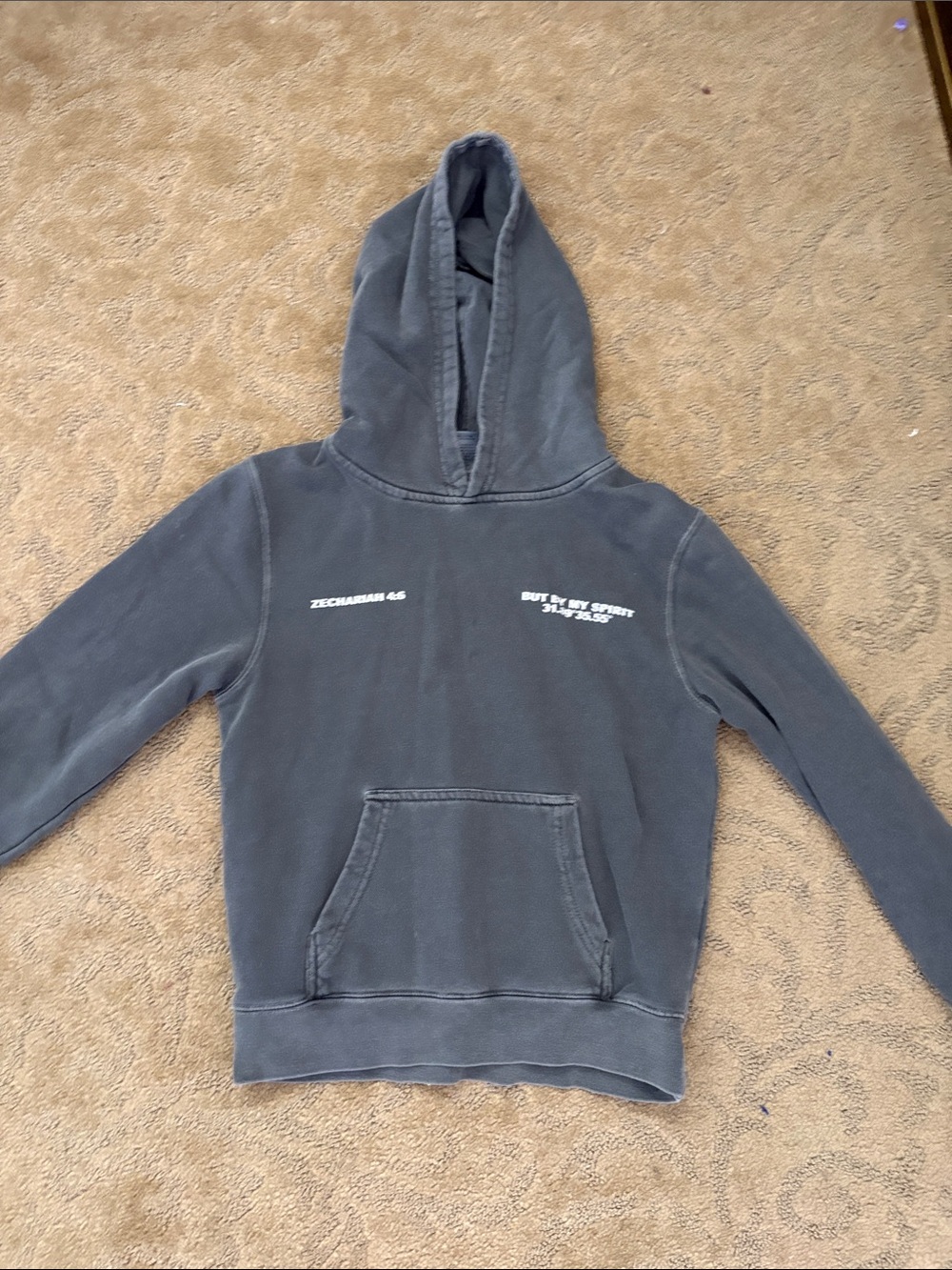 Charcoal Graphic Pullover Hoodie with Front Pocket